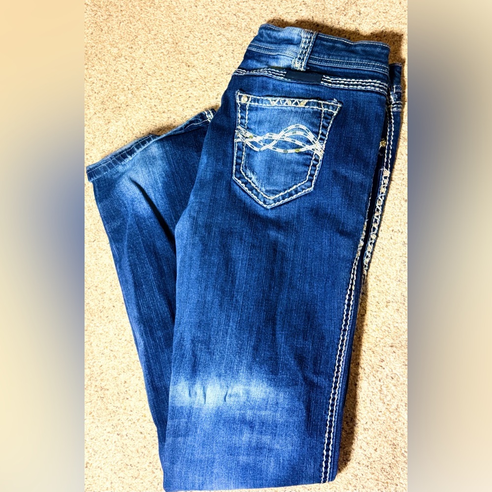 Cowgirl Tuff Dark Blue Boot Cut Jeans - Picture 3 of 8